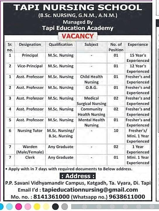 Tapi Nursing School Recruitment Apply Now